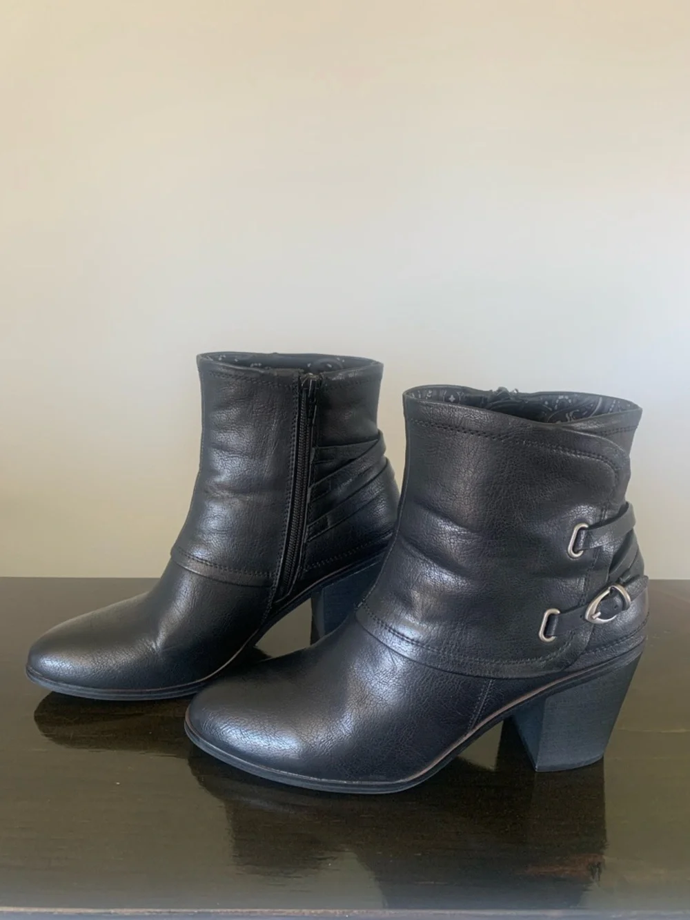 BareTraps Black Kacey Ankle Booties with decorative Side Buckle - Picture 4 of 13